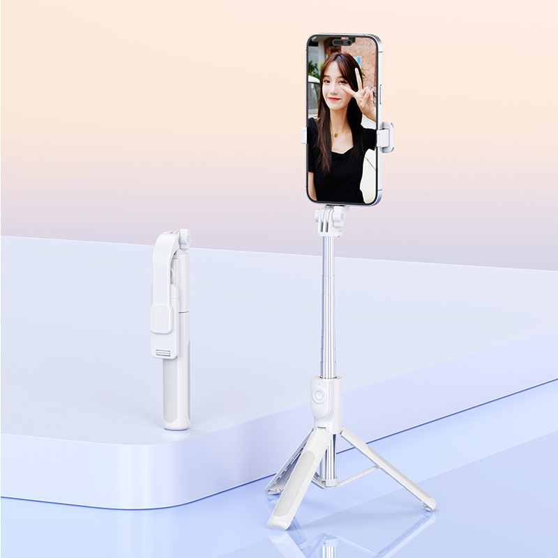 Integrēts Bluetooth selfie sticks mobilajam telefonam — pārnēsājams, stabils statīvs ar tālvadības pulti, apgaismojums un IBIS saderība (ABS + nerūsējošais tērauds)