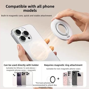 Suport magnetic MagSafe cu inel dublu, față simplă — Ewr, model universal, aliaj de aluminiu, stil creativ, personalizare disponibilă