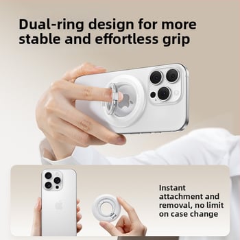 Suport magnetic MagSafe cu inel dublu, față simplă — Ewr, model universal, aliaj de aluminiu, stil creativ, personalizare disponibilă