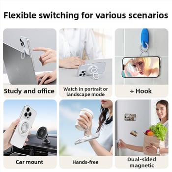 Suport magnetic MagSafe cu inel dublu, față simplă — Ewr, model universal, aliaj de aluminiu, stil creativ, personalizare disponibilă