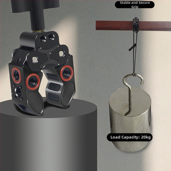 Kamera varázskar nehéz C-típusú fogóval, alumíniumötvözet, csőátmérő 15–40 mm, teherbírás 20 kg, tömeg 200 g