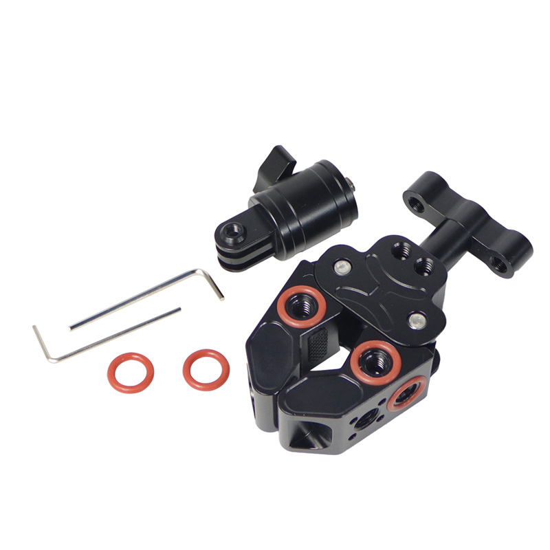 Kamera varázskar nehéz C-típusú fogóval, alumíniumötvözet, csőátmérő 15–40 mm, teherbírás 20 kg, tömeg 200 g