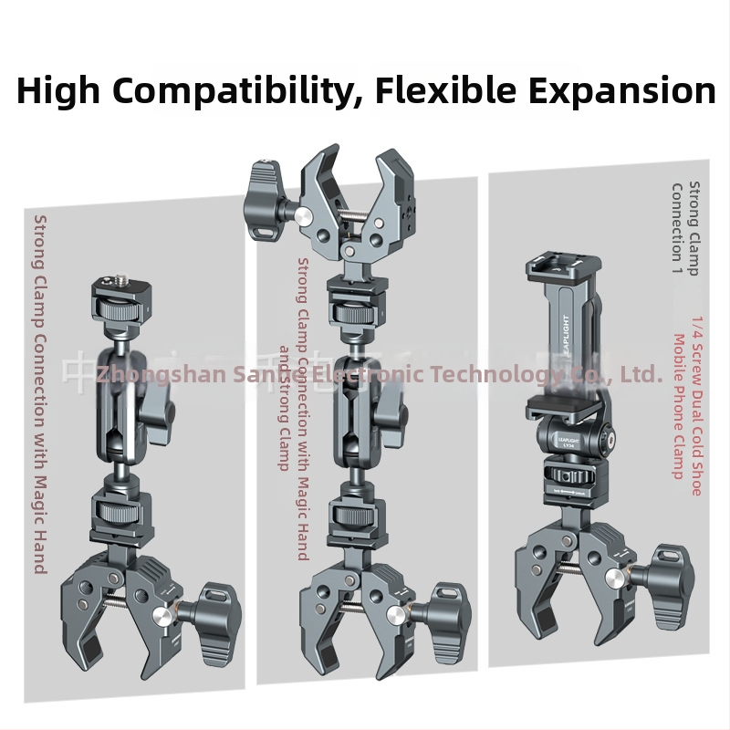 Fém többfunkciós csipesz C- és U-alakú kialakítással, rögzítő markolattal, univerzális tartó