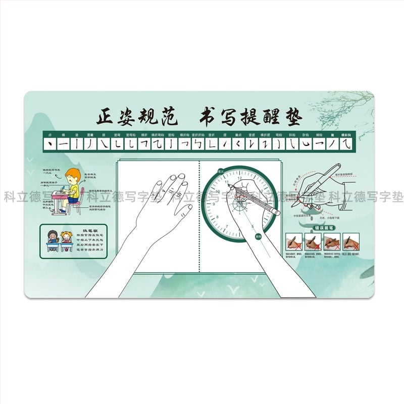 Covoraș de birou pentru copii – antrenament pentru prinderea pixului și poziția încheieturii, material textil antiderapant, o singură față, logo prin transfer termic