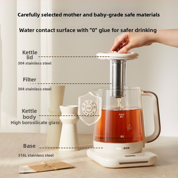 Veselības tējas kanna, stikla elektriskais tējas kanna ar skārienjūtīgu vadību, 1,5–2 L, 800 W, izolēts stikla korpuss