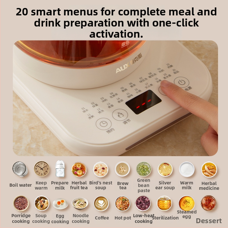 Veselības tējas kanna, stikla elektriskais tējas kanna ar skārienjūtīgu vadību, 1,5–2 L, 800 W, izolēts stikla korpuss