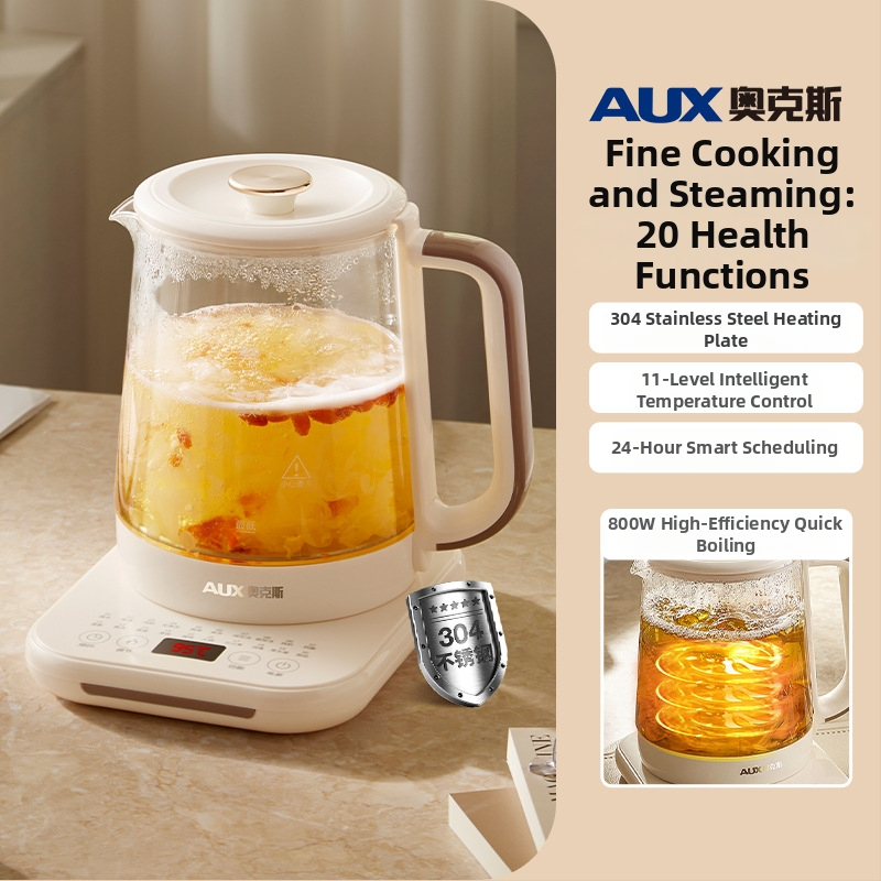 Veselības tējas kanna, stikla elektriskais tējas kanna ar skārienjūtīgu vadību, 1,5–2 L, 800 W, izolēts stikla korpuss