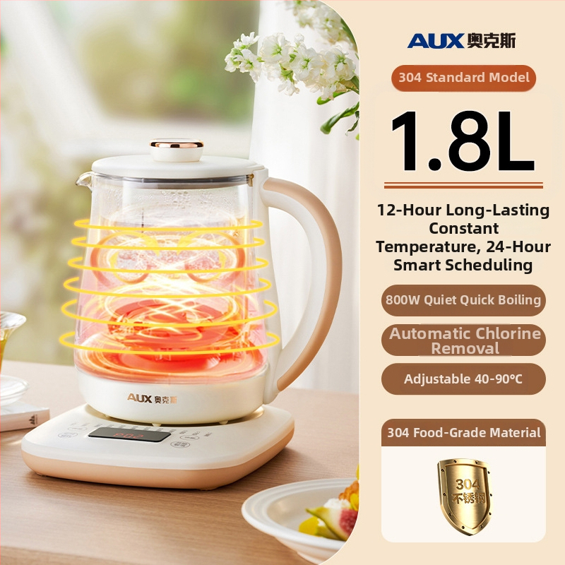 Veselības tējas kanna, stikla elektriskais tējas kanna ar skārienjūtīgu vadību, 1,5–2 L, 800 W, izolēts stikla korpuss