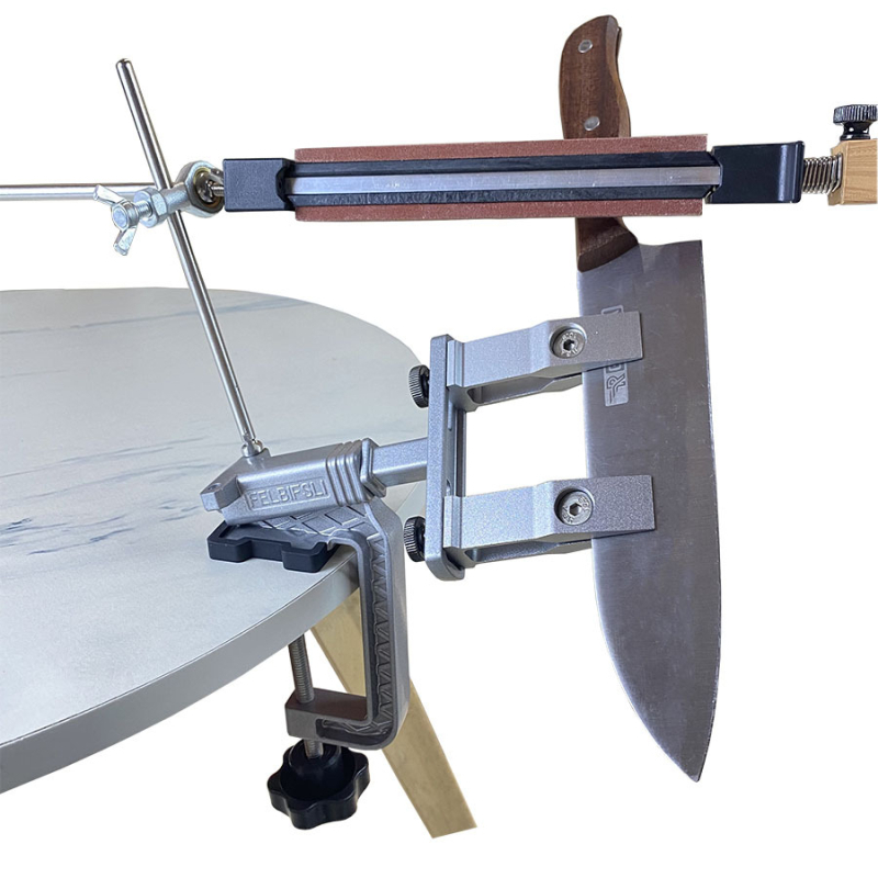 Kézi, rögzített szögű késélező háztartási használatra — korundból készült, polírozás, finom és durva csiszolás, csúszásmentes alap