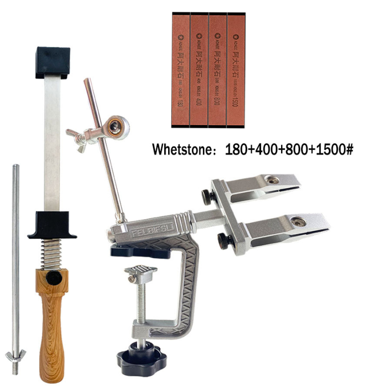 Kézi, rögzített szögű késélező háztartási használatra — korundból készült, polírozás, finom és durva csiszolás, csúszásmentes alap