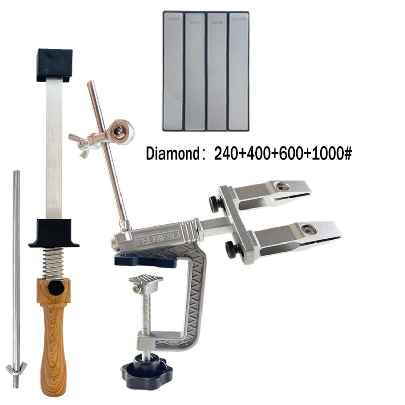 Kézi, rögzített szögű késélező háztartási használatra — korundból készült, polírozás, finom és durva csiszolás, csúszásmentes alap