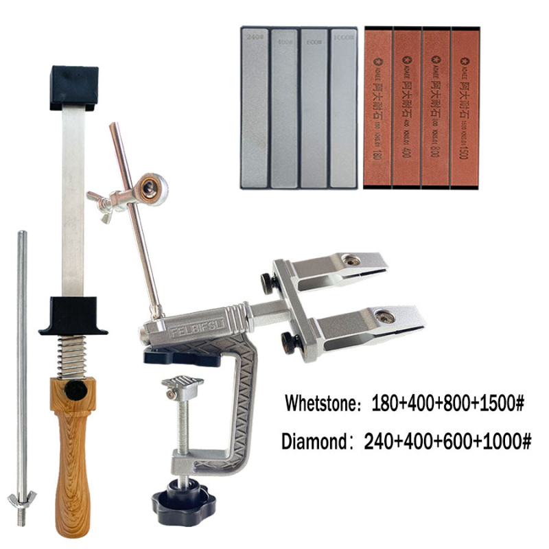 Kézi, rögzített szögű késélező háztartási használatra — korundból készült, polírozás, finom és durva csiszolás, csúszásmentes alap