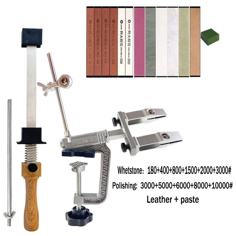 Kézi, rögzített szögű késélező háztartási használatra — korundból készült, polírozás, finom és durva csiszolás, csúszásmentes alap