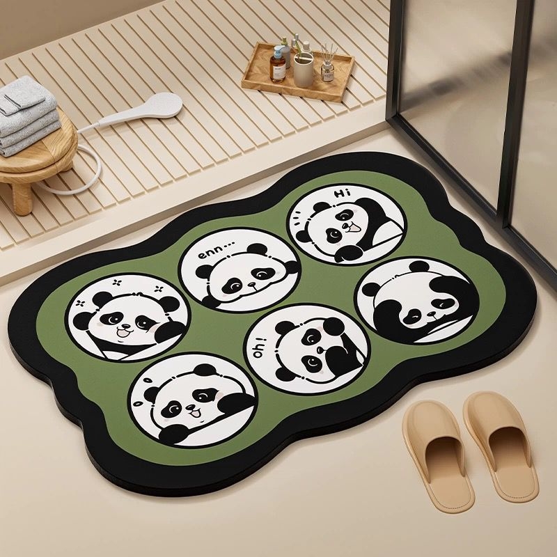 Килим за баня, правоъгълен, мек диатомит, абстрактен принт, пране в пералня, печатен дизайн