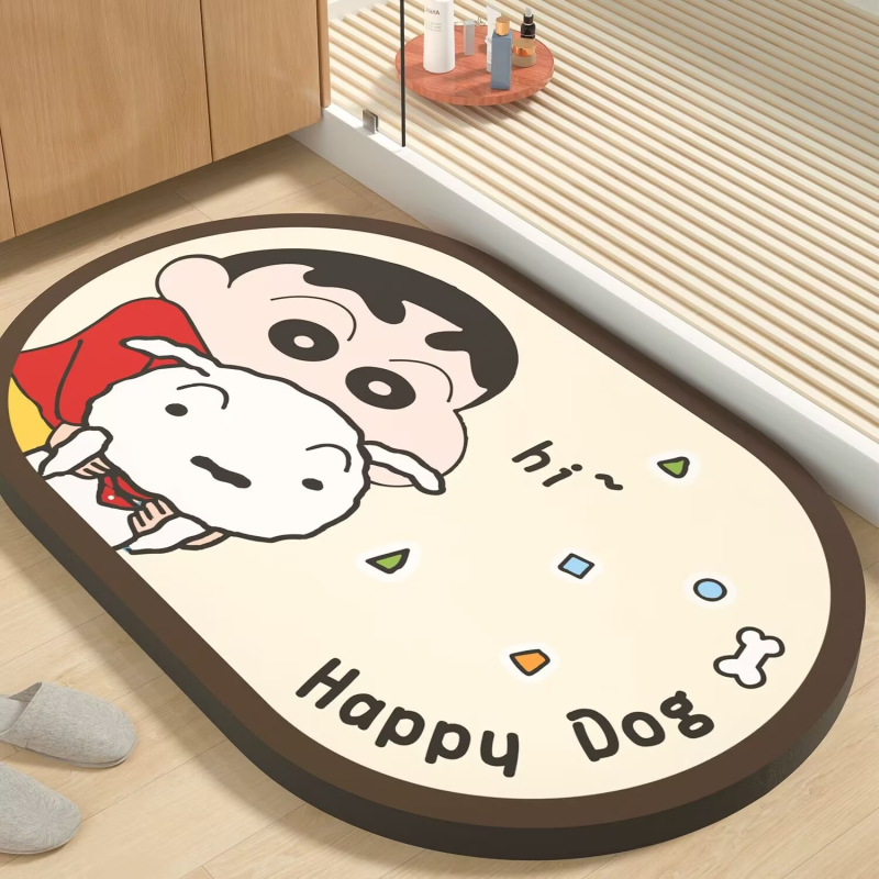 Килим за баня, правоъгълен, мек диатомит, абстрактен принт, пране в пералня, печатен дизайн