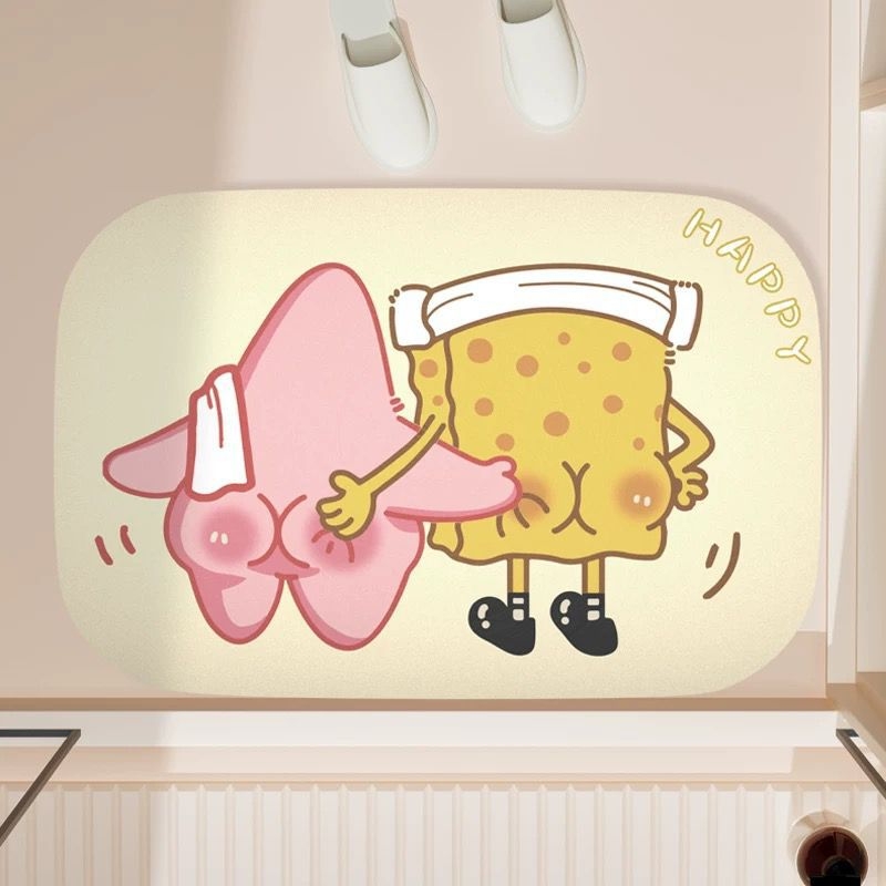 Килим за баня, правоъгълен, мек диатомит, абстрактен принт, пране в пералня, печатен дизайн