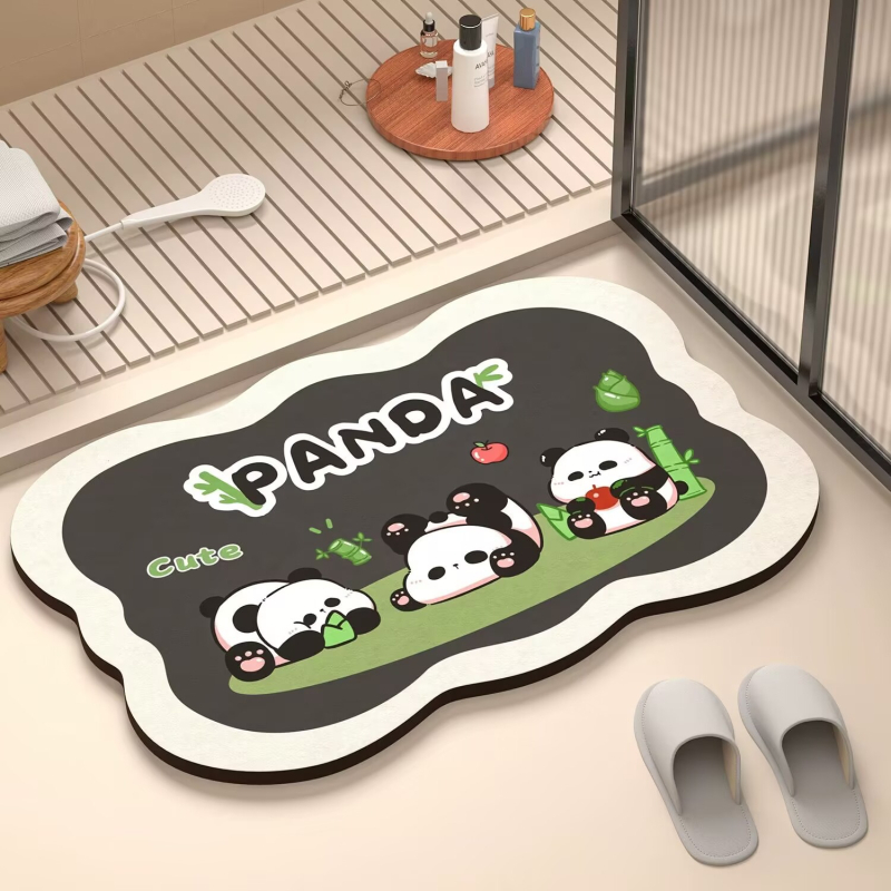 Килим за баня, правоъгълен, мек диатомит, абстрактен принт, пране в пералня, печатен дизайн