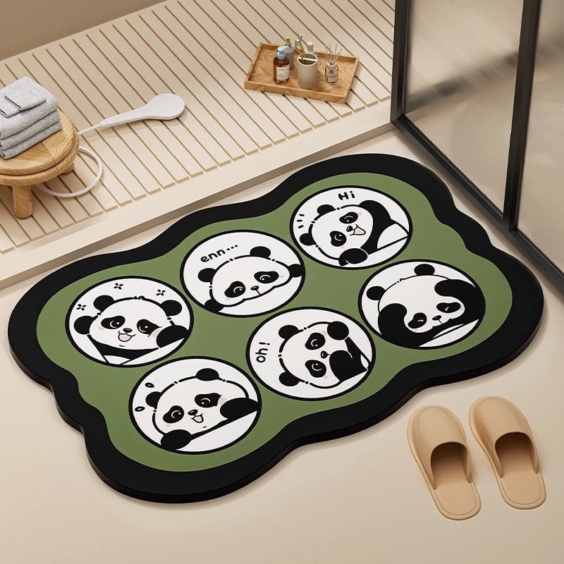 Килим за баня, правоъгълен, мек диатомит, абстрактен принт, пране в пералня, печатен дизайн