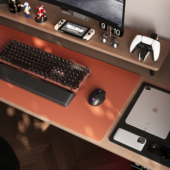 Velika kožna podloga za miš s našivenim rubovima, protuklizni gaming desk mat, jednobojna podloga za tipkovnicu, dvostrana