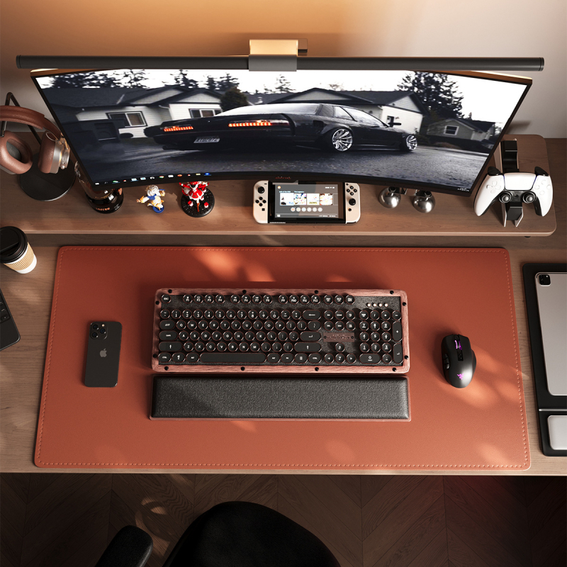 Velika kožna podloga za miš s našivenim rubovima, protuklizni gaming desk mat, jednobojna podloga za tipkovnicu, dvostrana