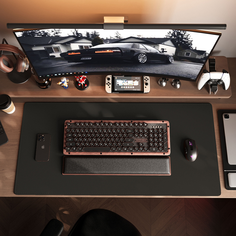 Velika kožna podloga za miš s našivenim rubovima, protuklizni gaming desk mat, jednobojna podloga za tipkovnicu, dvostrana