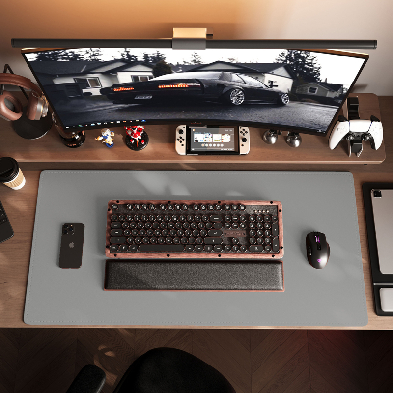 Velika kožna podloga za miš s našivenim rubovima, protuklizni gaming desk mat, jednobojna podloga za tipkovnicu, dvostrana