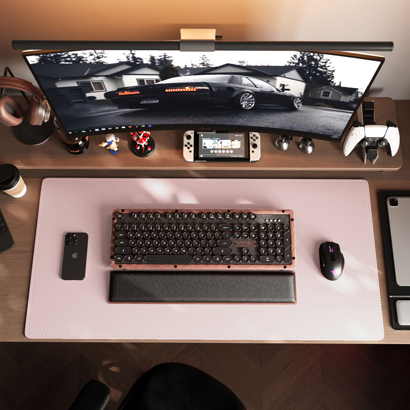 Velika kožna podloga za miš s našivenim rubovima, protuklizni gaming desk mat, jednobojna podloga za tipkovnicu, dvostrana