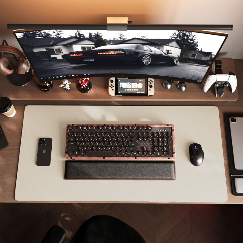 Velika kožna podloga za miš s našivenim rubovima, protuklizni gaming desk mat, jednobojna podloga za tipkovnicu, dvostrana