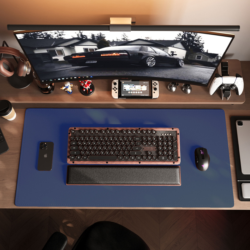 Velika kožna podloga za miš s našivenim rubovima, protuklizni gaming desk mat, jednobojna podloga za tipkovnicu, dvostrana