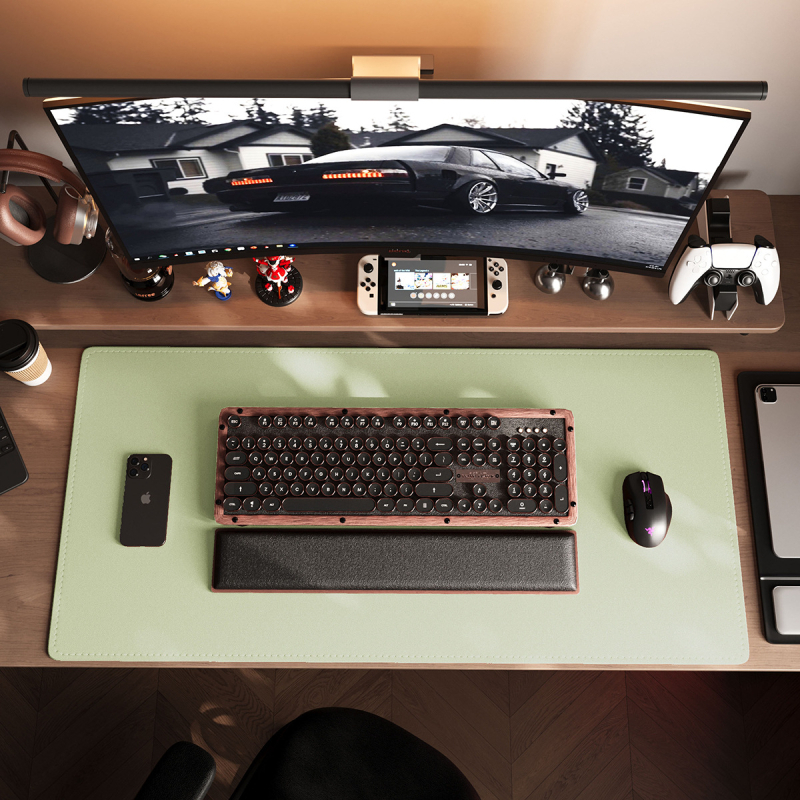 Velika kožna podloga za miš s našivenim rubovima, protuklizni gaming desk mat, jednobojna podloga za tipkovnicu, dvostrana