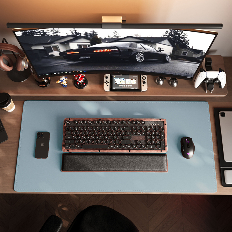Velika kožna podloga za miš s našivenim rubovima, protuklizni gaming desk mat, jednobojna podloga za tipkovnicu, dvostrana