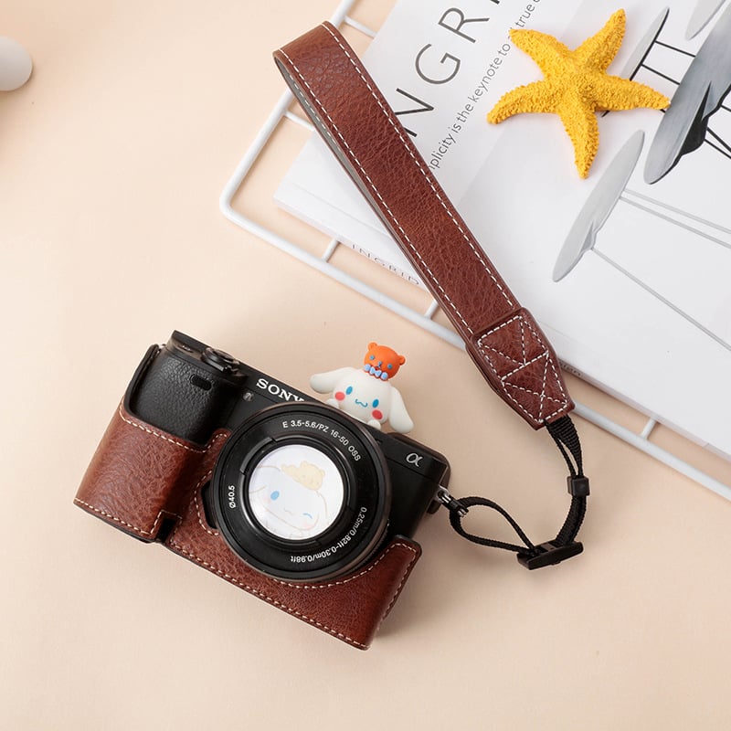 Sony A6400 θήκη προστασίας κάμερας – γνήσιο δέρμα, ανθεκτικό στη φθορά, καμπύλη ιμάντας ώμου, επένδυση από συνθετικό δέρμα, συμβατό με A6100/A6300/A6000