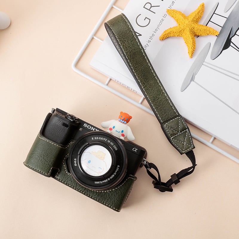Sony A6400 θήκη προστασίας κάμερας – γνήσιο δέρμα, ανθεκτικό στη φθορά, καμπύλη ιμάντας ώμου, επένδυση από συνθετικό δέρμα, συμβατό με A6100/A6300/A6000