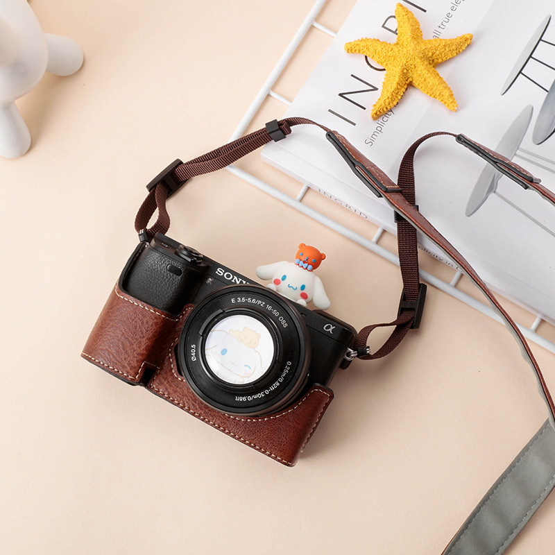 Sony A6400 θήκη προστασίας κάμερας – γνήσιο δέρμα, ανθεκτικό στη φθορά, καμπύλη ιμάντας ώμου, επένδυση από συνθετικό δέρμα, συμβατό με A6100/A6300/A6000