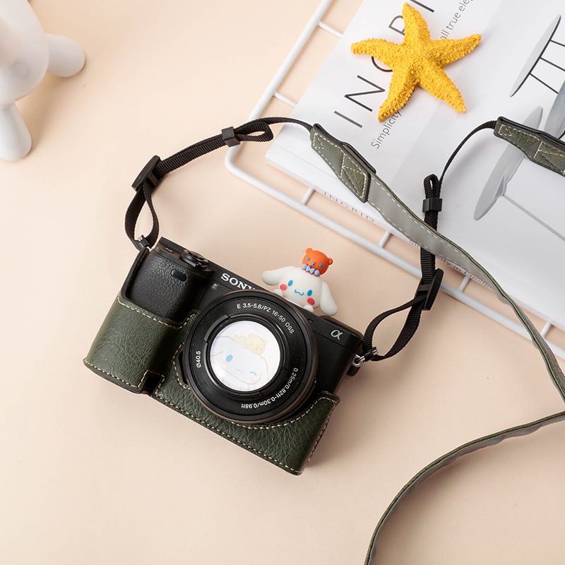 Sony A6400 θήκη προστασίας κάμερας – γνήσιο δέρμα, ανθεκτικό στη φθορά, καμπύλη ιμάντας ώμου, επένδυση από συνθετικό δέρμα, συμβατό με A6100/A6300/A6000