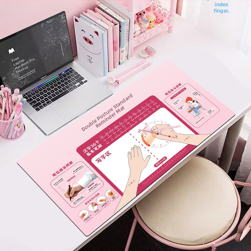 Gumijas galda paliktnis, pretslīdīgs, ar drukātu logotipu — japāņu vienkāršā stila biroja galda paliktnis