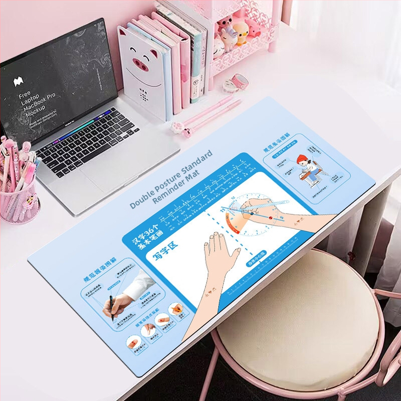 Gumijas galda paliktnis, pretslīdīgs, ar drukātu logotipu — japāņu vienkāršā stila biroja galda paliktnis