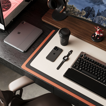 Ādas peles paliktnis, divuspejs, pretslīdēšana, ar karsto pārneses drukāšanu, pielāgojams