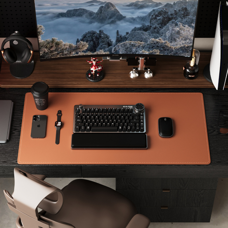 Ādas peles paliktnis, divuspejs, pretslīdēšana, ar karsto pārneses drukāšanu, pielāgojams