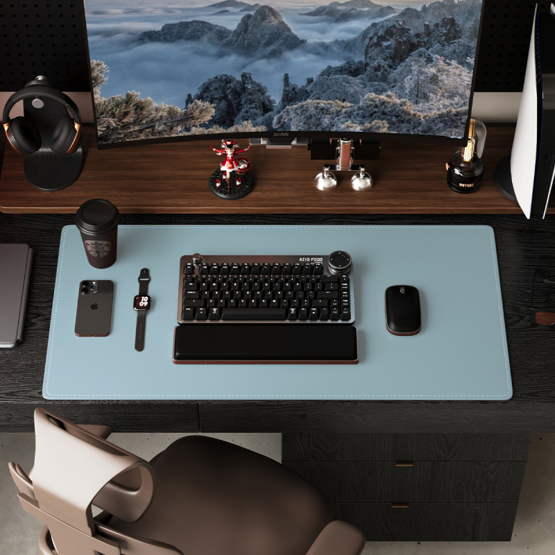 Ādas peles paliktnis, divuspejs, pretslīdēšana, ar karsto pārneses drukāšanu, pielāgojams