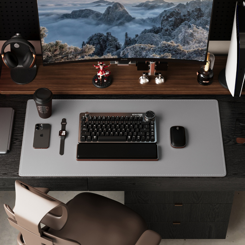 Ādas peles paliktnis, divuspejs, pretslīdēšana, ar karsto pārneses drukāšanu, pielāgojams