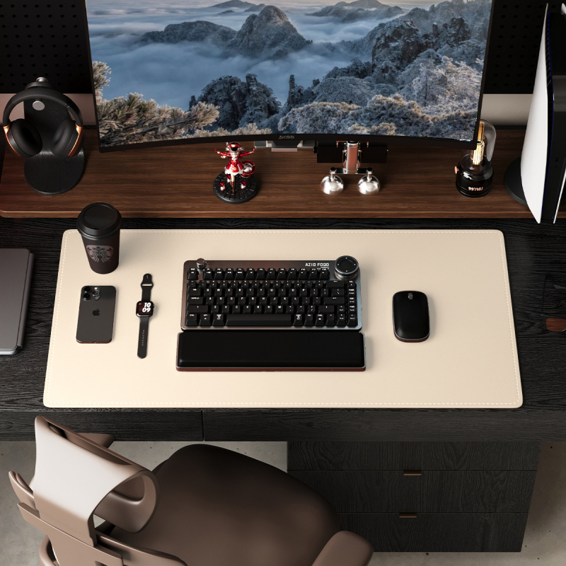 Ādas peles paliktnis, divuspejs, pretslīdēšana, ar karsto pārneses drukāšanu, pielāgojams