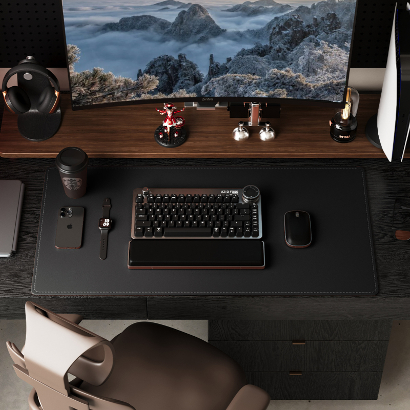 Ādas peles paliktnis, divuspejs, pretslīdēšana, ar karsto pārneses drukāšanu, pielāgojams