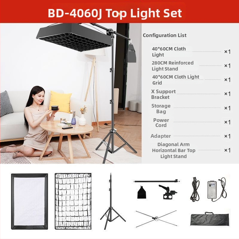 Prenosné LED svetlo na fotografovanie pre živé prenosy, dvojfarebná teplota 2700–6500K, 70–100W, E27 držiak, 22V, nezávislý zdroj napájania, nastaviteľná jas