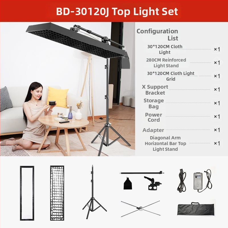 Prenosné LED svetlo na fotografovanie pre živé prenosy, dvojfarebná teplota 2700–6500K, 70–100W, E27 držiak, 22V, nezávislý zdroj napájania, nastaviteľná jas