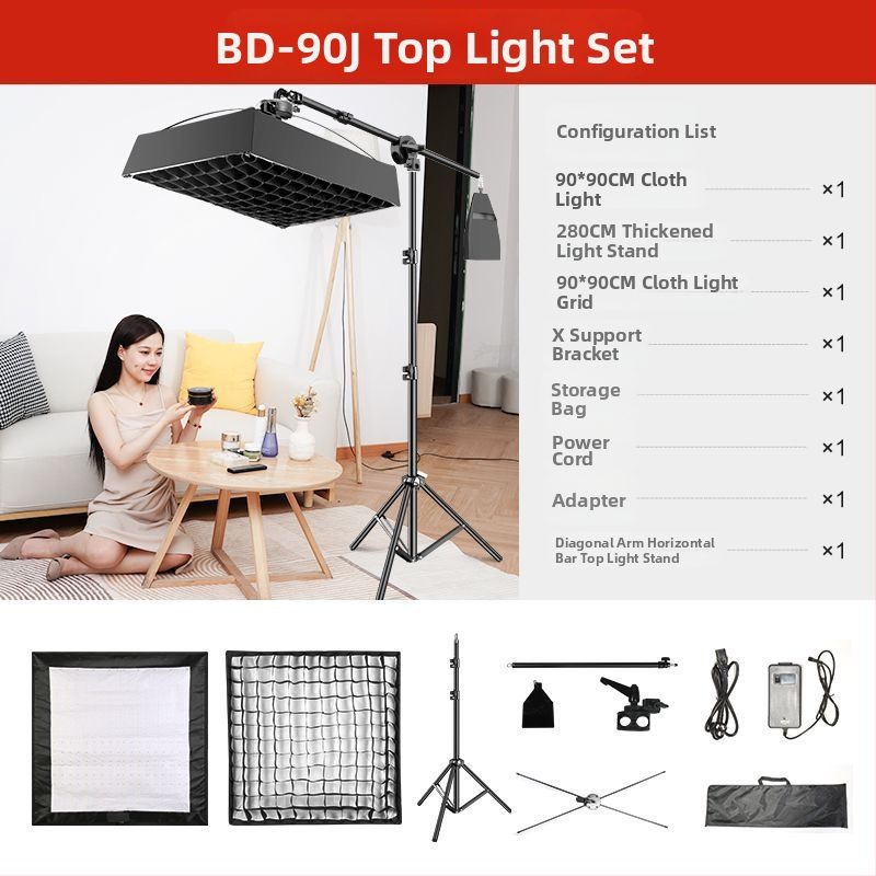 Prenosné LED svetlo na fotografovanie pre živé prenosy, dvojfarebná teplota 2700–6500K, 70–100W, E27 držiak, 22V, nezávislý zdroj napájania, nastaviteľná jas