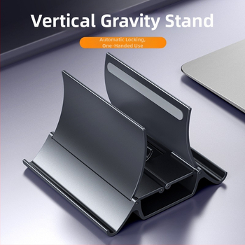 Portatīvā klēpjdatora vertikālais statīvs ar gravitācijas uzglabāšanu, augšupvērsts galda turētājs ar dzesēšanas atbalstu, modelis Gravity bracket, svars 371 g
