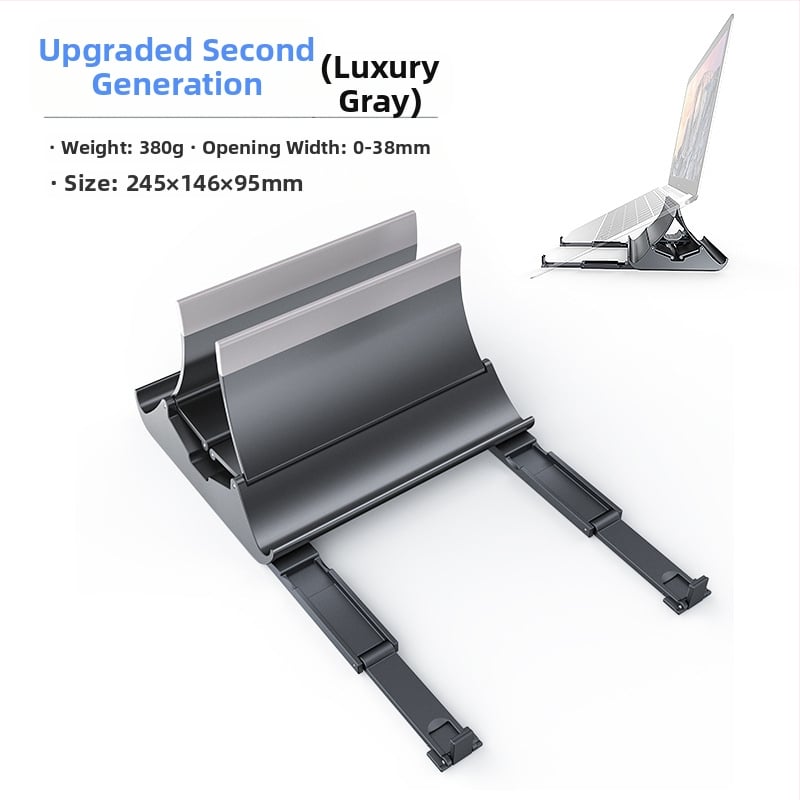 Portatīvā klēpjdatora vertikālais statīvs ar gravitācijas uzglabāšanu, augšupvērsts galda turētājs ar dzesēšanas atbalstu, modelis Gravity bracket, svars 371 g