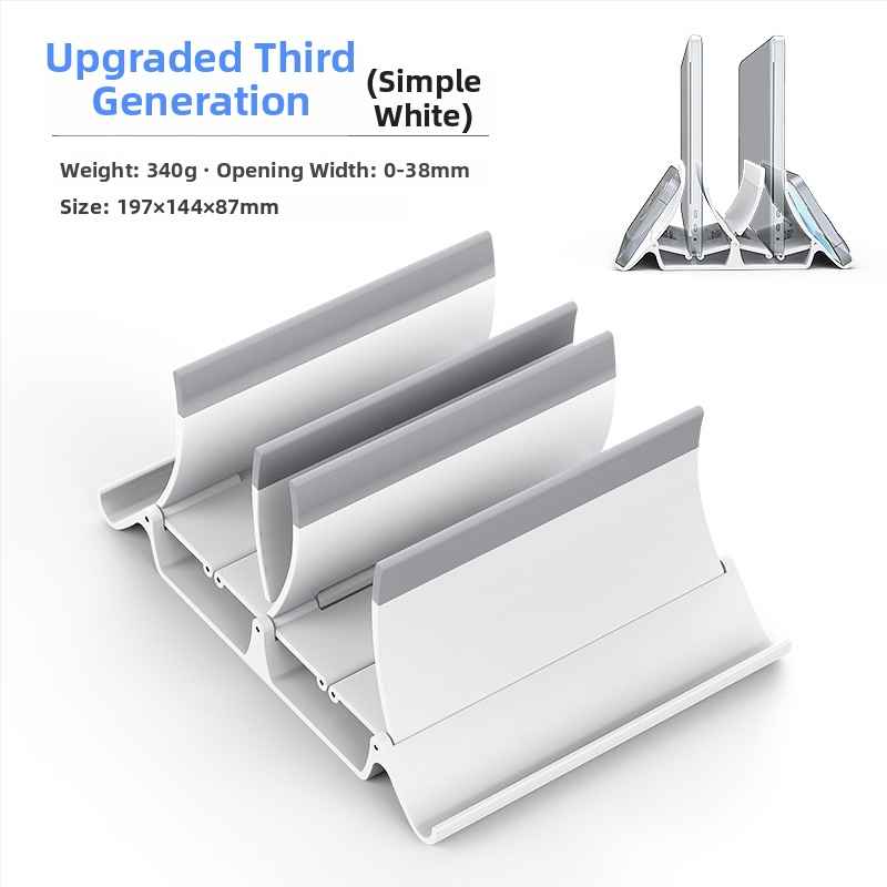 Portatīvā klēpjdatora vertikālais statīvs ar gravitācijas uzglabāšanu, augšupvērsts galda turētājs ar dzesēšanas atbalstu, modelis Gravity bracket, svars 371 g