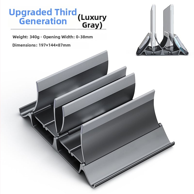 Portatīvā klēpjdatora vertikālais statīvs ar gravitācijas uzglabāšanu, augšupvērsts galda turētājs ar dzesēšanas atbalstu, modelis Gravity bracket, svars 371 g